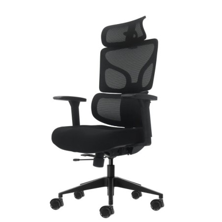 Oqonos Cherg 010 Chaise de Bureau Ergonomique avec Appui-tête Cervical Réglable, Dossier et Assise en Maille Élastique