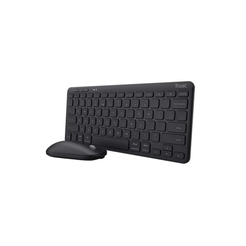Trust Lyra Pack de Teclado y Mouse Inalambrico Bluetooth - Multidispositivo - Uso Ambidiestro - Color Negro