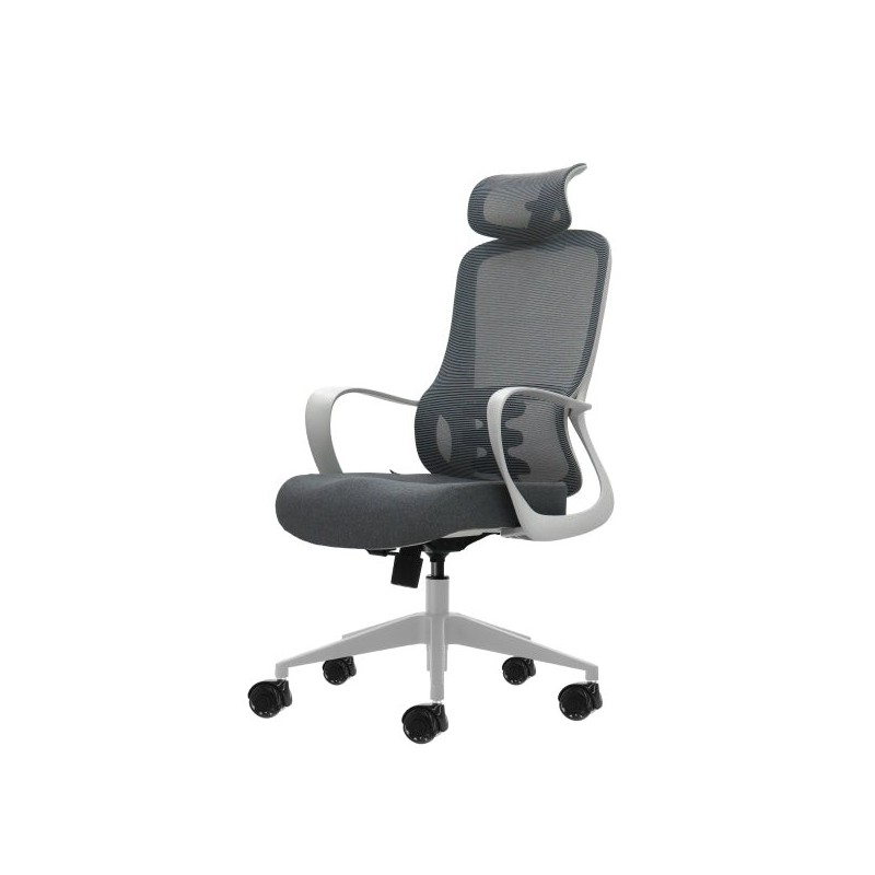 Oqonos Cherg 008 Chaise de Bureau Ergonomique avec Appui-tête Cervical Réglable, Dossier en Maille Respirante, Vérin à Gaz