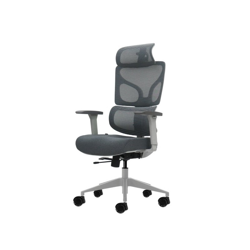 Oqonos Cherg 014 Chaise de Bureau Ergonomique avec Appui-tête Cervical Réglable, Dossier et Assise en Maille Élastique