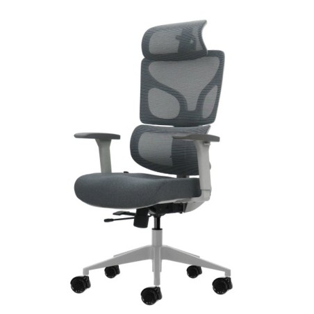 Oqonos Cherg 014 Cadeira de Escritório Ergonómica com Apoio de Cabeça Cervical Ajustável, Encosto e Assento em Malha Elástica