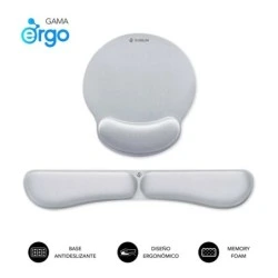 Subblim Pack Ergo MemoryFlex Alfombrilla Ergonomica para Raton y Reposamuñecas Teclado - Espuma Elastica - Microtexturizada
