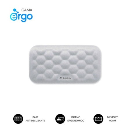 Subblim Ergo Airpadding Mouse Wrist Rest - 65D Memory Foam - Breathable AirMesh Fabric - Non-slip Base - Silver Colour