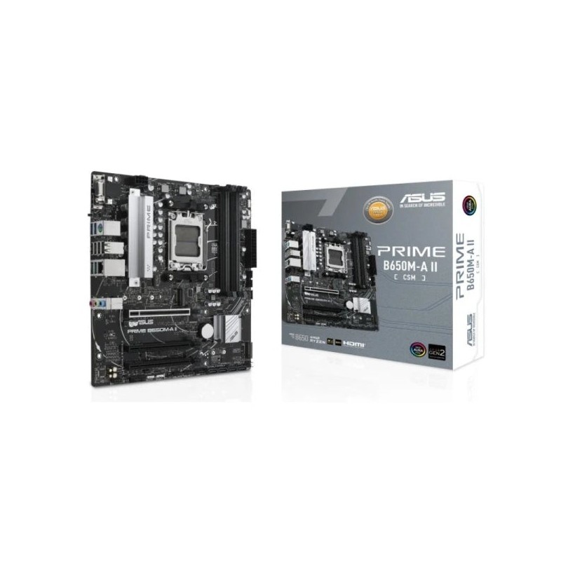 Asus Prime B650M-A II-CSM Carte Mère AMD5 4x DDR5 - HDMI, M.2, 4x Sata III, USB 2.0, 3.2, RJ-45, DisplayPort, MicroATX