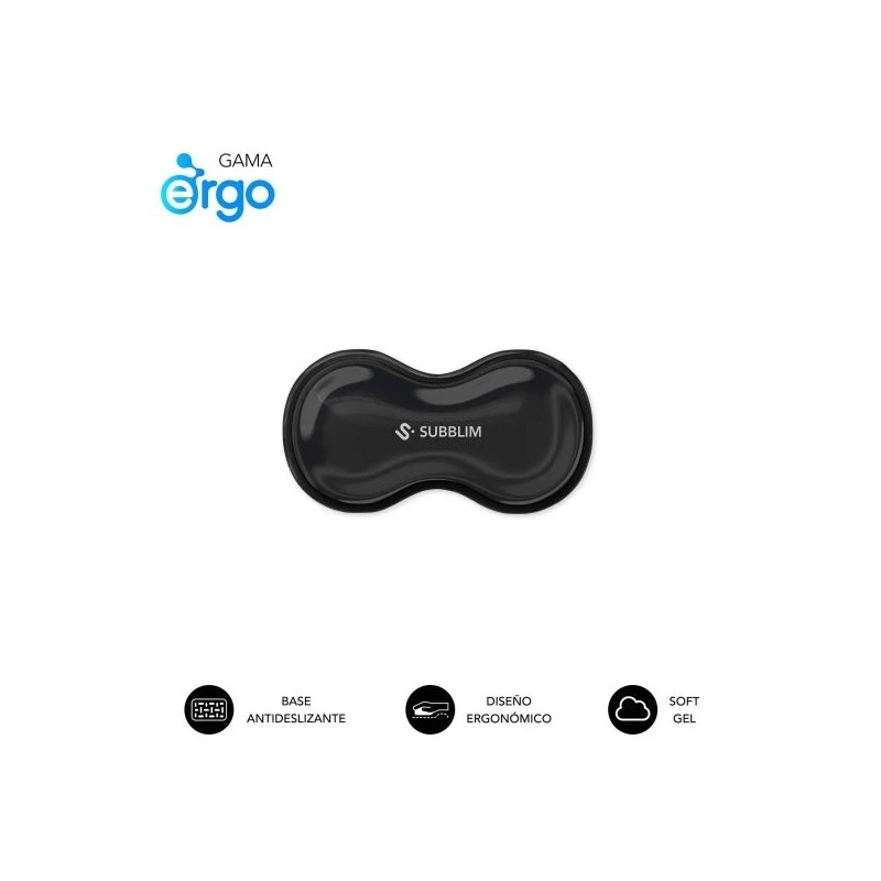 Subblim Ergo Crystal Flex Apoio de Pulso para Rato - Gel Refrigerante Autoajustável - Design Ondulado Ergonómico - Base