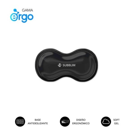 Subblim Ergo Crystal Flex Reposamuñecas para Raton - Gel Refrigerante Autoajustable - Diseño Ondulado Ergonomico - Base