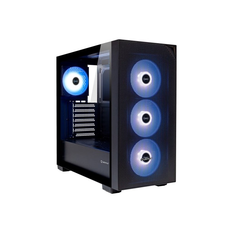 Unykach Revelat Mesh Black Caixa ATX, Micro ATX, ITX - Lateral de Vidrio Templado - 3.5", 2.5" - USB-A 3.0, USB-C e Audio - 4