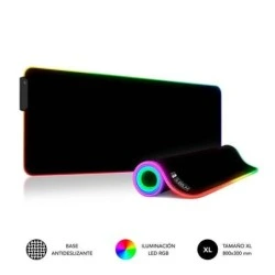 Subblim Alfombrilla LED Rgb Extra Grande 800x300x4mm - Espacio Holgado para Raton y Teclado - 9 Colores y 3 Efectos de