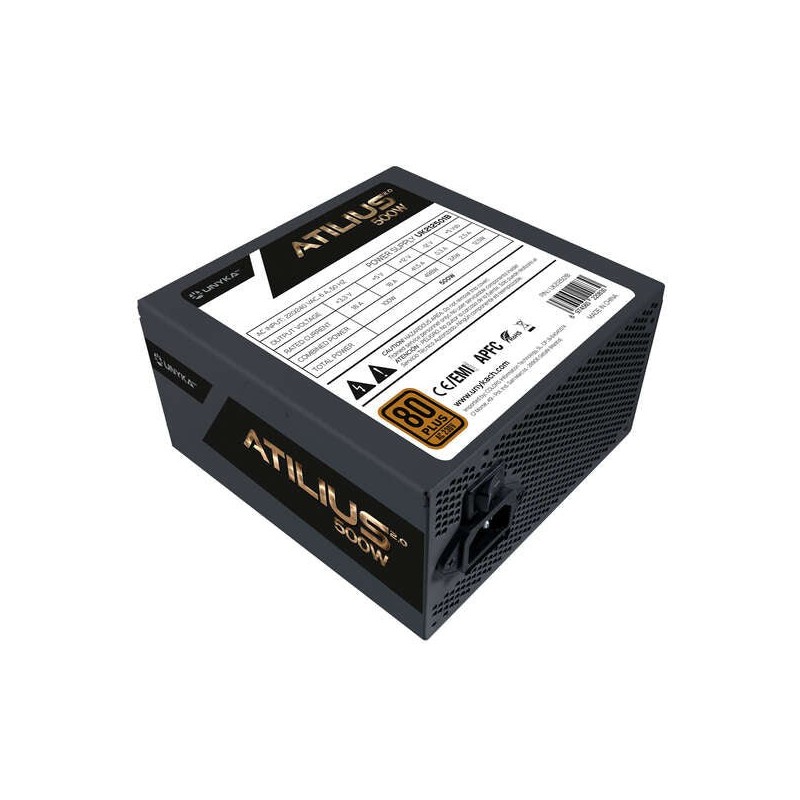 Unykach Atilius 2.0 Black 500W 80 Plus Bronze Fonte de Alimentação 500W ATX 2.3 - APFC - Ventoinha 120mm