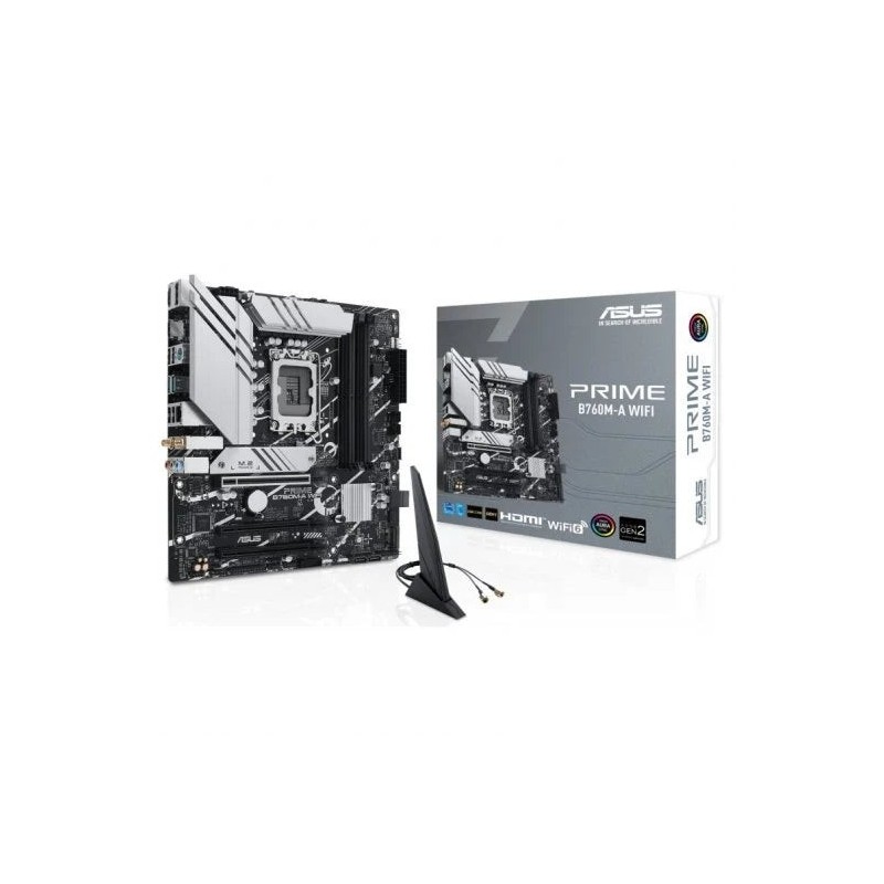 Asus Prime B760M-A WiFi Intel LGA1700 Motherboard 4x DDR5 - HDMI, M.2, PCIe4.0, 4x Sata III, USB 3.2, MicroATX