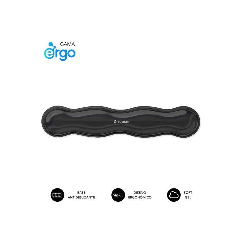 Subblim Ergo Crystal Flex Reposamuñecas para Teclado - Gel Refrigerante Autoajustable - Diseño Ondulado Ergonomico - Base