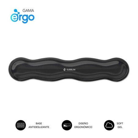 Subblim Ergo Crystal Flex Reposamuñecas para Teclado - Gel Refrigerante Autoajustable - Diseño Ondulado Ergonomico - Base