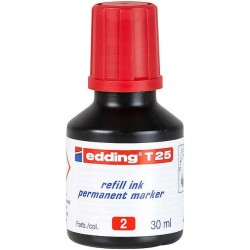 Edding T25 Refill Bottle for Permanent Marker - 30ml Capacity - Red