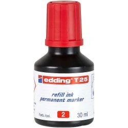 Edding T25 Refill Bottle for Permanent Marker - 30ml Capacity - Red