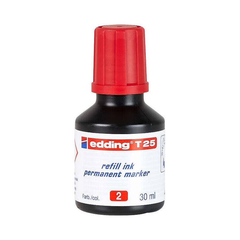 Edding T25 Refill Bottle for Permanent Marker - 30ml Capacity - Red