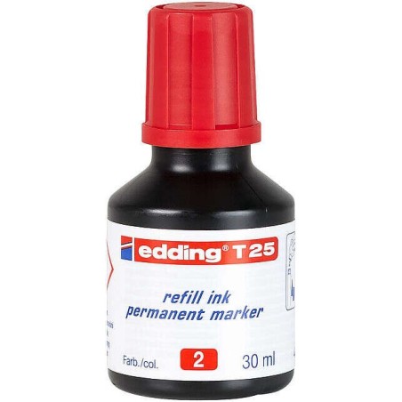 Edding T25 Refill Bottle for Permanent Marker - 30ml Capacity - Red