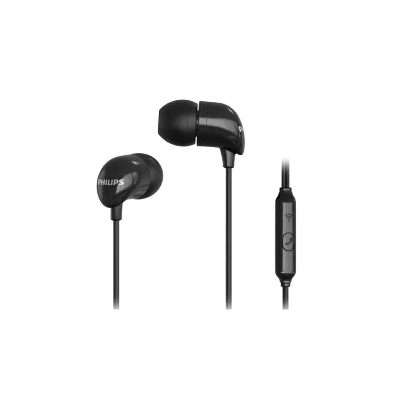 Philips Auriculares Intraurales con Cable - Jack 3.5mm - Microfono Integrado - Boton Multifuncion - Color Negro