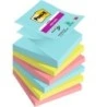Post-It Super Sticky Pack of 6 Pads of 90 Repositionable Sticky Notes - Square Shape - 76x76mm - in Zig-Zag - Assorted Colours