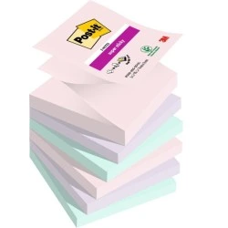 Post-It Super Sticky Pack de 6 Blocs de 90 Notes Adhésives Repositionnables - Forme Carrée - 76x76mm - en Zig-Zag - Couleurs