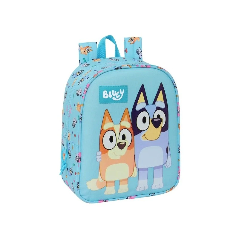 Safta Bluey Mochila Guarderia - Adaptable a Carro - Asa de Mano - 22x27x10cm - Color Azul Claro