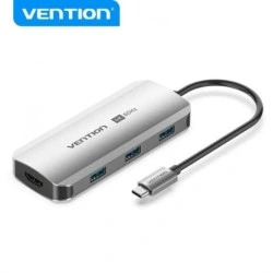 Vention 5-in-1 Docking Station USB-C to HDMI/3xUSB3.0/PD - 0.15m - Grey Aluminium