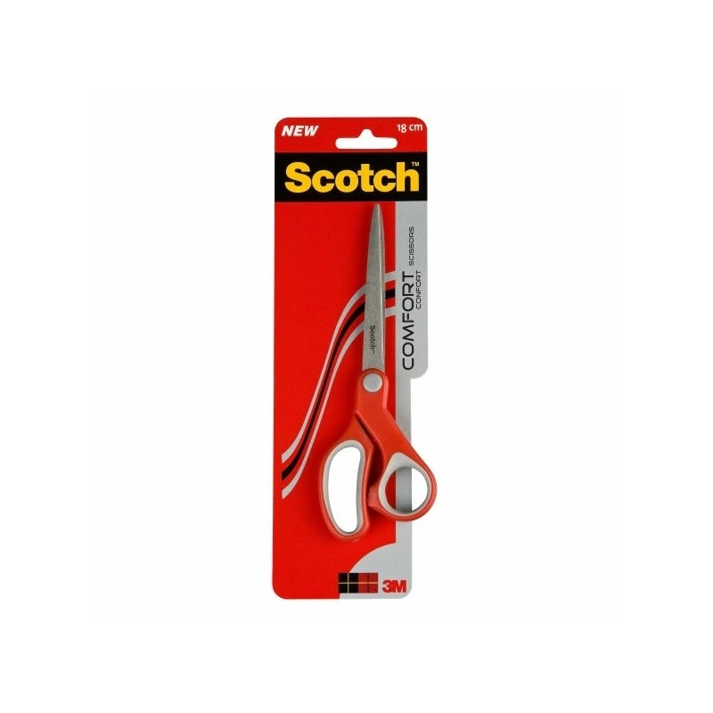 Scotch Ergonomic Scissors 20cm - Stainless Steel - Ergonomic Handle - Red Colour