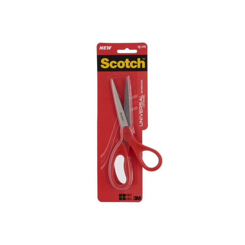 Scotch Tijeras Universales 18cm - Acero Inoxidable - Mango Ergonomico - Color Rojo