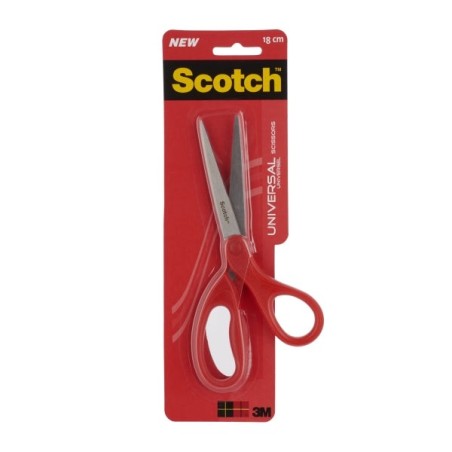 Scotch Universal Scissors 18cm - Stainless Steel - Ergonomic Handle - Red Colour