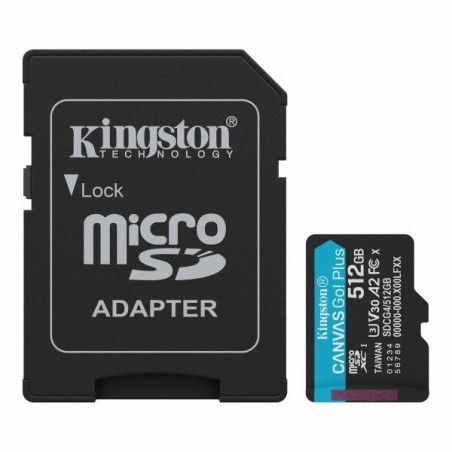 Kingston Cartão Micro SDXC 512GB UHS-I U3 V30 Classe 10 200MB/s Canvas Go Plus com Adaptador