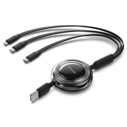 Vention Cabo USB Múltiplo - Comprimento Ajustável até 1.1m - Retrátil - USB-A - 2xUSB-C - Lightning - Velocidade até 480Mbps