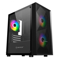 Unykach MIR B200 Caixa Gaming Micro ATX, Mini ITX - Lateral em Vidro Temperado - 3.5", 2.5" - USB-A 2.0, 3.0 e Áudio - 3