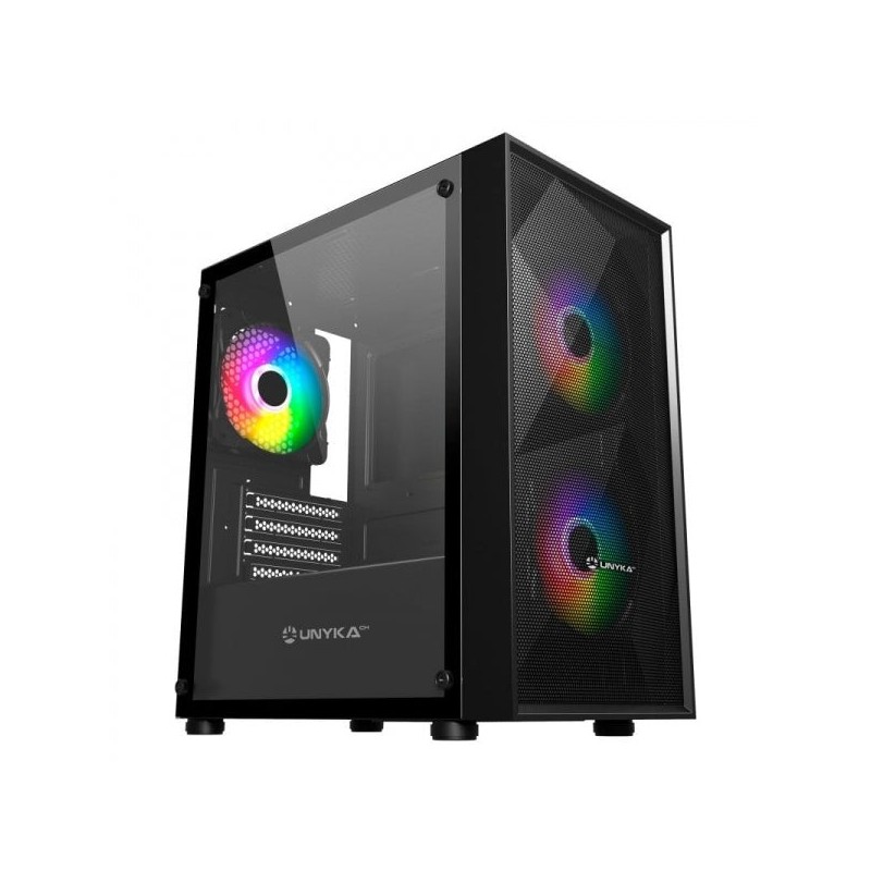 Unykach MIR B200 Caixa Gaming Micro ATX, Mini ITX - Lateral em Vidro Temperado - 3.5", 2.5" - USB-A 2.0, 3.0 e Áudio - 3