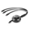 Vention Cable USB Multiple - Potencia Maxima 100W - Retractil - Longitud Ajustable hasta 1.1m - USB-A - 2xUSB-C - Lightning