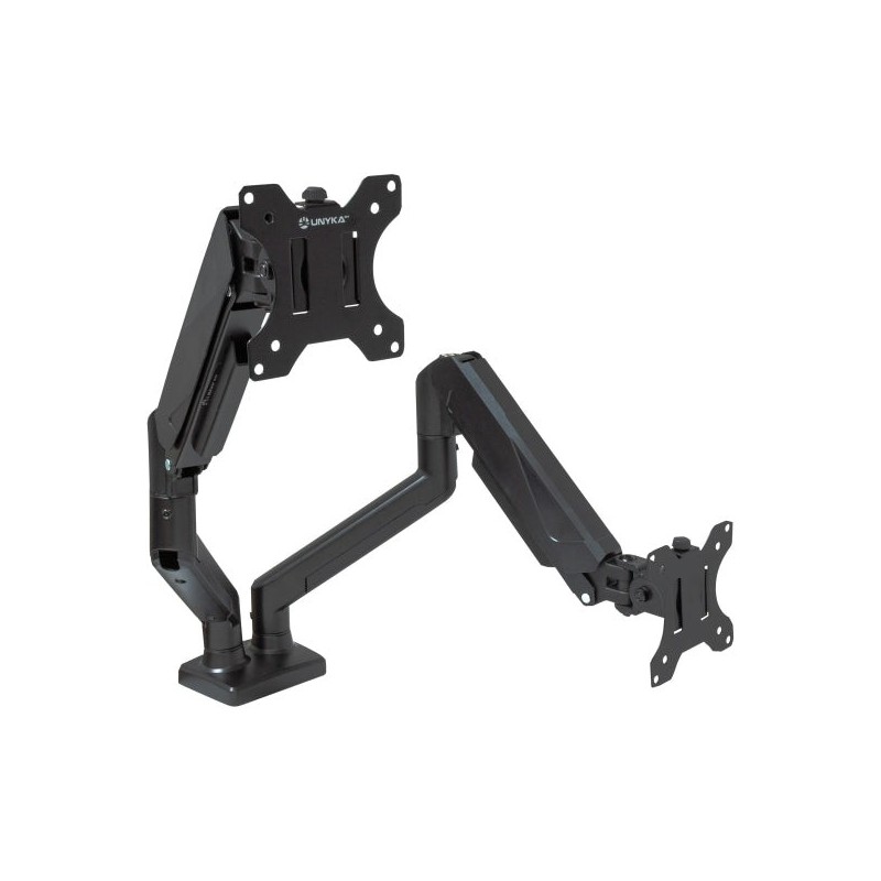 Unykach UK1479 Suporte de Mesa com Braço Articulado para 2 Monitores de 13"-32" - Giratório, Mola a Gás - Gestão de Cabos
