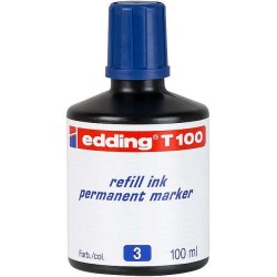 Edding T100 Frasco de Recarga para Marcador Permanente - Capacidade 100ml - Cor Azul