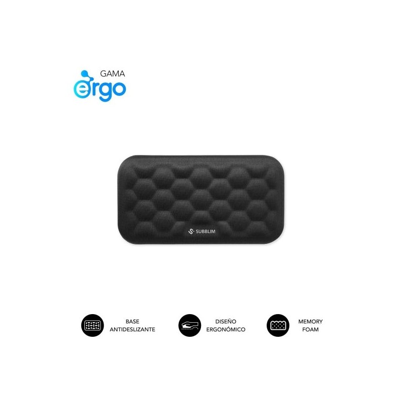 Subblim Ergo Airpadding Reposamuñecas para Raton - Espuma Viscoelastica 65D - Tejido AirMesh Transpirable - Base Antideslizante