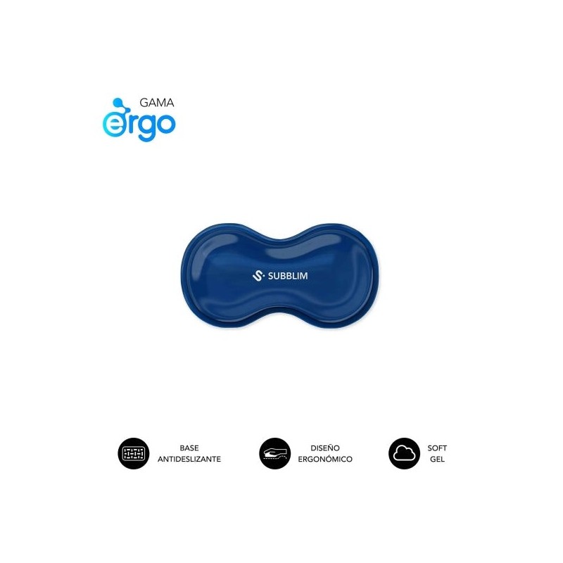 Subblim Ergo Crystal Flex Reposamuñecas para Raton - Gel Refrigerante Autoajustable - Diseño Ondulado Ergonomico - Base