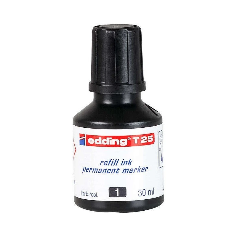 Edding T25 Bote de Recarga para Rotulador Permanente - Capacidad 30ml - Color Negro