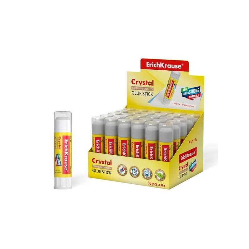 Erichkrause Crystal Pegamento en Barra Super Fuerte 8gr - Consumo Economico - Adhesion Rapida y Fiable - Color Transparente