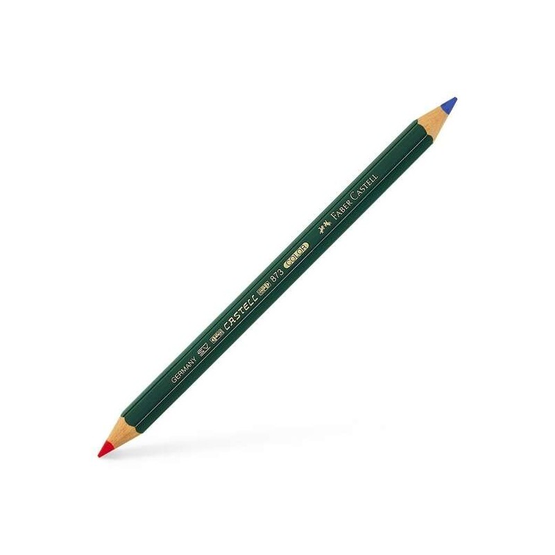 Faber-Castell Castell Color 873 Crayon Épais Bicolore Hexagonal - Écologique - Résistant à la Casse - Couleur Rouge/Bleu