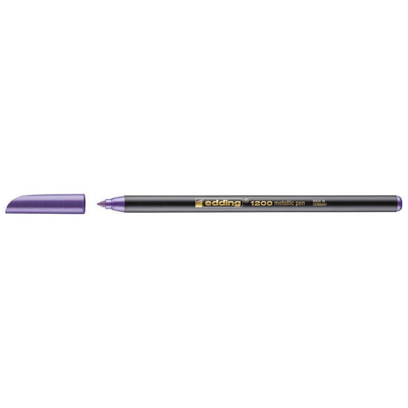 Edding 1200 Marcador - Ponta Redonda - Traço 1mm - Tinta à Base de Água - Cor Violeta Metalizado