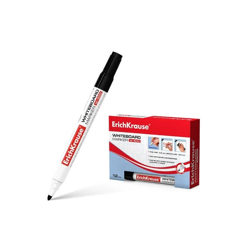 Erichkrause W-500 Rotulador para Pizarra Blanca - Punta en Forma de Bala - Trazo de 0.8 a 2.5mm - Tinta a Base de Alcohol