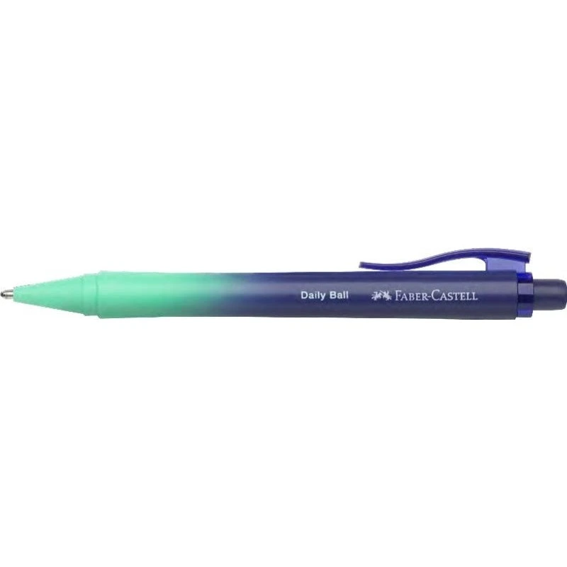 Faber-Castell Daily Ball Flow Edition Buzzing Blue Boligrafo Retractil XB - Atractivo Diseño - Tinta Azul Indeleble - Color