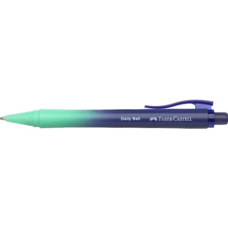 Faber-Castell Daily Ball Flow Edition Buzzing Blue Boligrafo Retractil XB - Atractivo Diseño - Tinta Azul Indeleble - Color