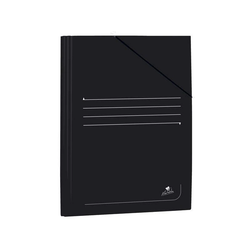 Mariola Carpeta de Carton Plastificado Folio 500gr/m2 - Medidas 34x25cm - Cierre con Goma Elastica - Color Negro