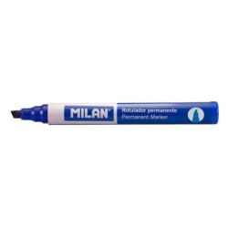 Milan Marqueur Permanent Pointe Biseautée - Pointe 1 - 4mm - Encre à Base d'Alcool - Couleur Bleu
