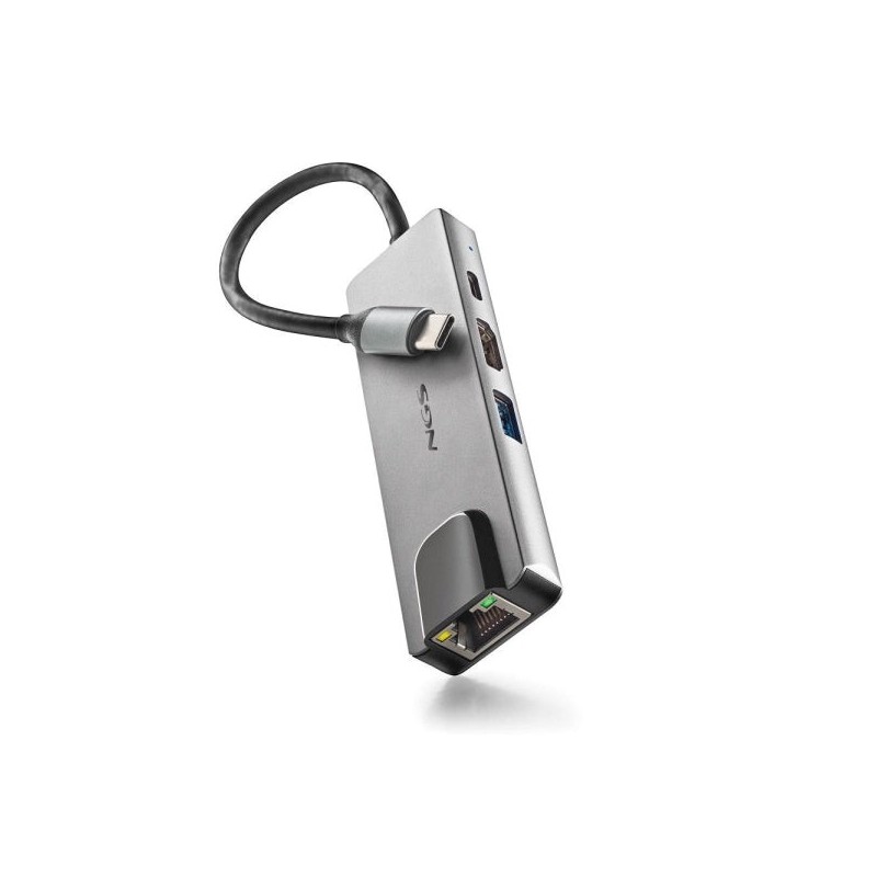 NGS Wonder Dock Supra 4 en 1 Hub USB-C - 1x USB 3.0, 1x USB-C PD 100W, 1x HDMI, 1x RJ45 - Admite Resoluciones Maximas de 4K a
