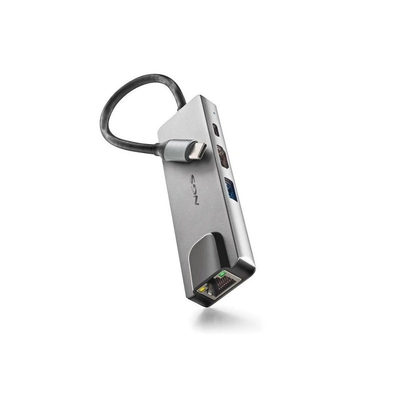 NGS Wonder Dock Supra Hub USB-C 4 en 1 - 1x USB 3.0, 1x USB-C PD 100W, 1x HDMI, 1x RJ45 - Prend en Charge des Résolutions