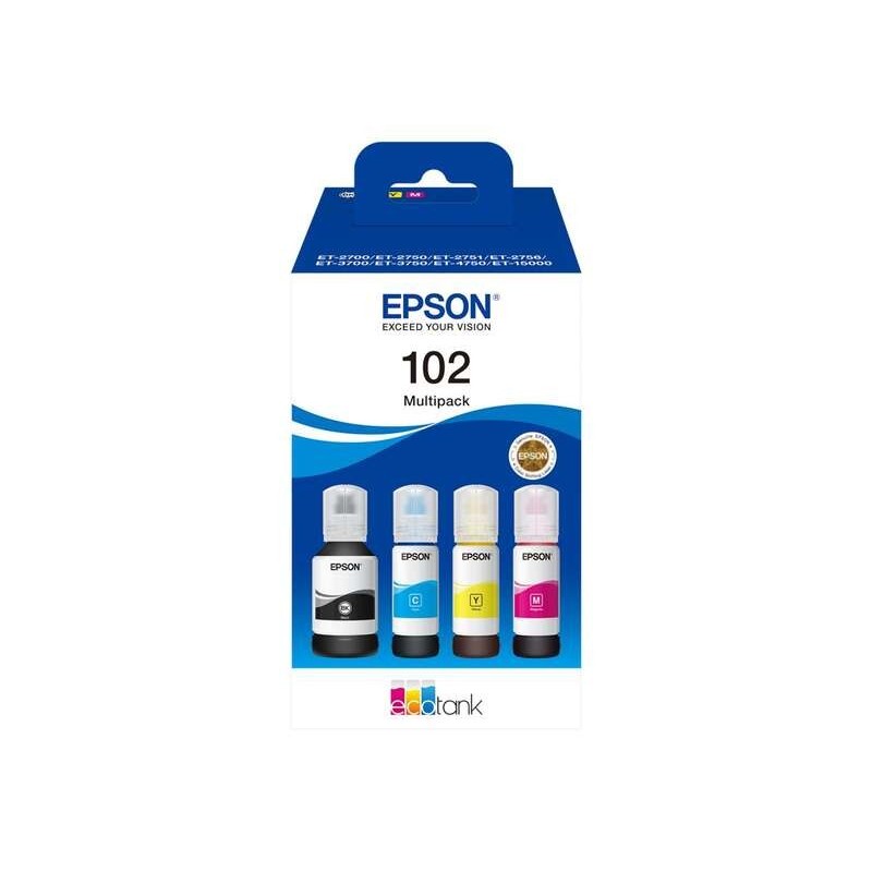 Epson 102 Pack of 4 Original Ink Bottles - C13T03R640