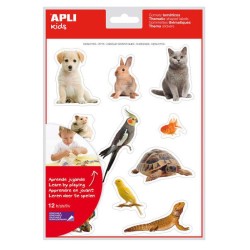 Apli Gomets Tematicos Realistas de Mascotas - 132 Gomets en 12 Hojas - Adhesivo Removible - Ideal para Desarrollar Habilidades